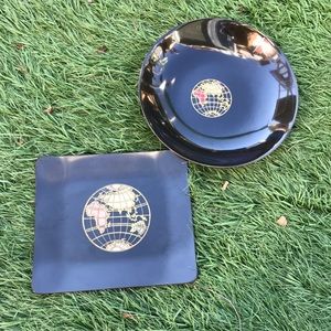 MCM Globe tray & bowl set by Couroc of Monterey.